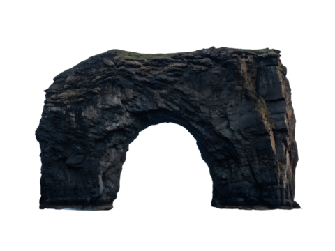 Natural rock arch isolated on transparent background, a stunning geological formation