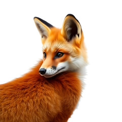 Naklejka premium Side view of a Red fox looking at the camera, two years old, isolated on white