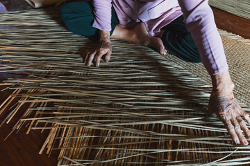 Vietnamese Traditional Handicraft &ndash; Elderly Woman Weaving Broom Grass