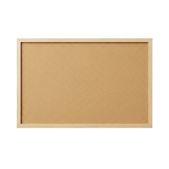 Cork board with wooden frame isolated on transparent background for notes and memos