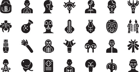 Collection of Human Organs and Body Parts Vector Icon Set