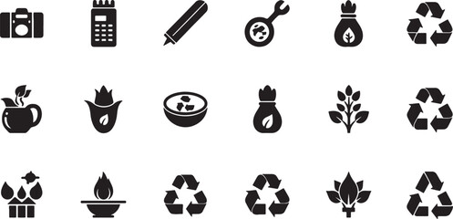 Collection of eco friendly icons in vector format for design projects