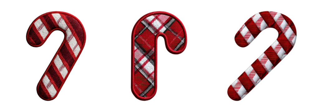 Patchwork quilt craft embroidery candy cane ornament festive textile design joyful holiday decor - Powered by Adobe