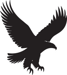Eagle Silhouette Vector with Spread Wings – Flying Eagle Logo Design