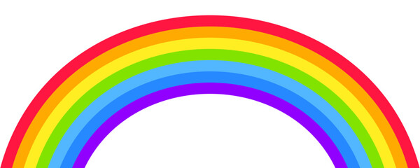 Obraz premium Rainbow arc shape, half circle, bright spectrum colors, colorful striped pattern. Vector illustration.