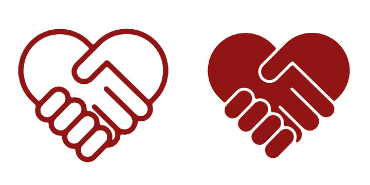 Handshake icon set. Business agreement handshake symbol. Friendly, partnership deal handshake line and silhouette sign. Transparent png and vector illustration.