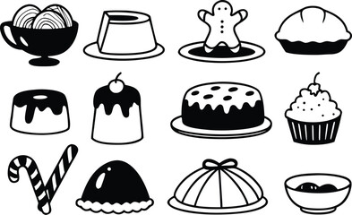 Festive food icons bundle 30 scalable vector illustrations for holiday celebrations