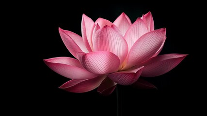 Stunning pink lotus flower isolated on black background for nature and beauty enthusiasts