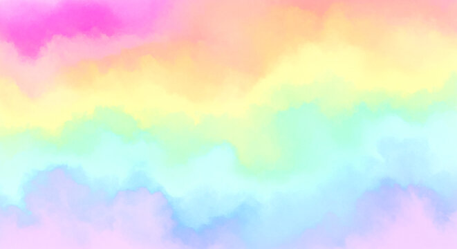 Pastel Rainbow Dreamscape Soft Watercolor Texture Colorful Cloud Background Abstract Art Gentle Gradient Dreamy Wash