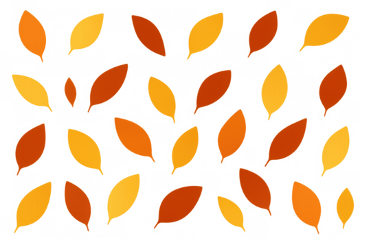 Autumn leaves falling, creating a vibrant pattern on transparent background, symbolizing the change of seasons and nature's beauty