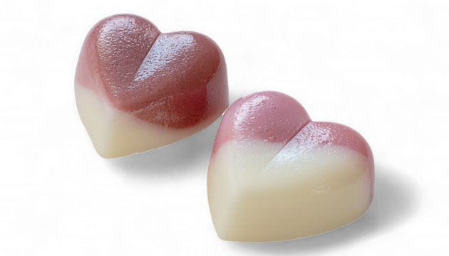 Jewel Toned and Pastel Pink Heart Shaped Candies. Hyper-Realistic 3D Romantic Sweet Treats. Elegant Glossy Heart Candy Icons.