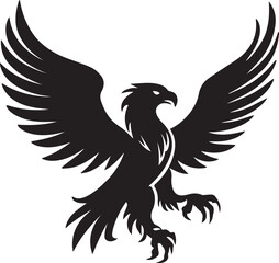 Eagle Silhouette Vector with Spread Wings – Flying Eagle Logo Design