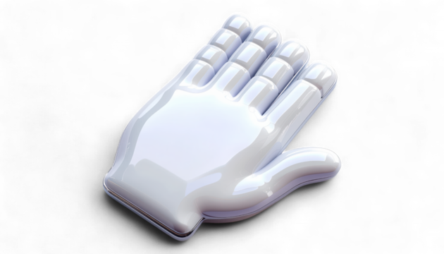Pixelated Hand Cursor in Polished Metallic White. Hyper-Realistic 3D Digital Pointer and Click Icon. Elegant Modern UI UX Symbol.