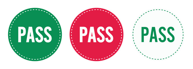 Set of pass stamp icons. pass labels isolated vector on white background. 