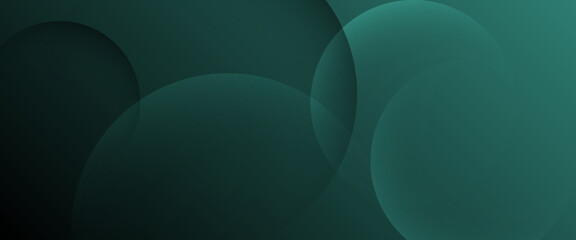 Minimal abstract circles vector gradient background. Dark green background with overlapping circular shapes.