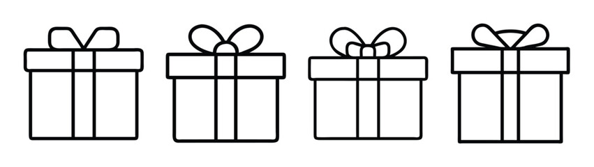 Vector illustration of gift box presents with bows for christmas birthday and special occasions