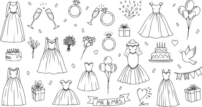Hand drawn wedding doodles