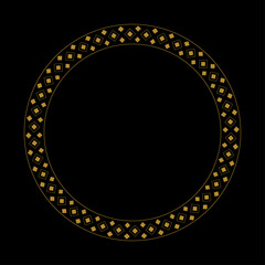 Golden round frame in Greek style.