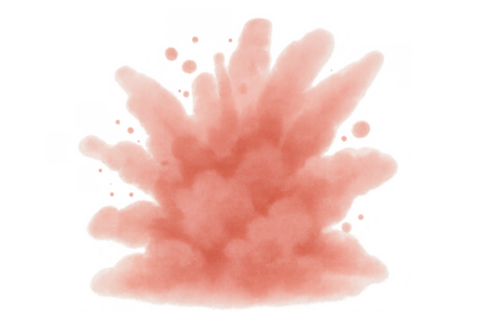Pink watercolor splash explosion creating dynamic liquid texture with paint drops and abstract fluid motion on transparent background