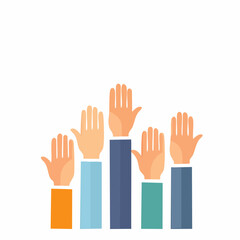 Obraz premium Diverse hands raised in unison for voting or participation