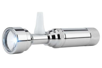 Diagnostic medical otoscope with light for ear examinations isolated with transparent background