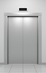 ascenseur fermé, vu de face - rendu 3D, format vertical	
