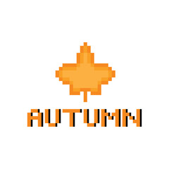 pixel fall season autumn icon 8 bit. Vector art logo for game