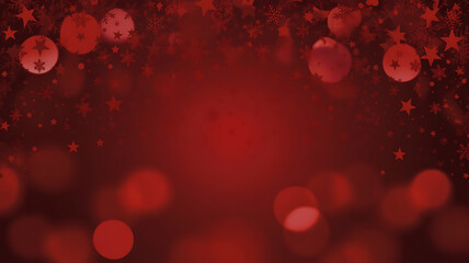 Festive Red Christmas Background with Bokeh Lights Stars and Snowflakes creating a Holiday Atmosphere