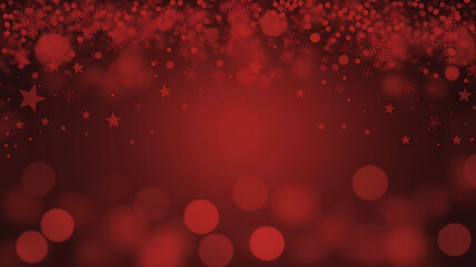 Festive red christmas background with stars snowflakes and bokeh effect perfect for holiday design and decoration