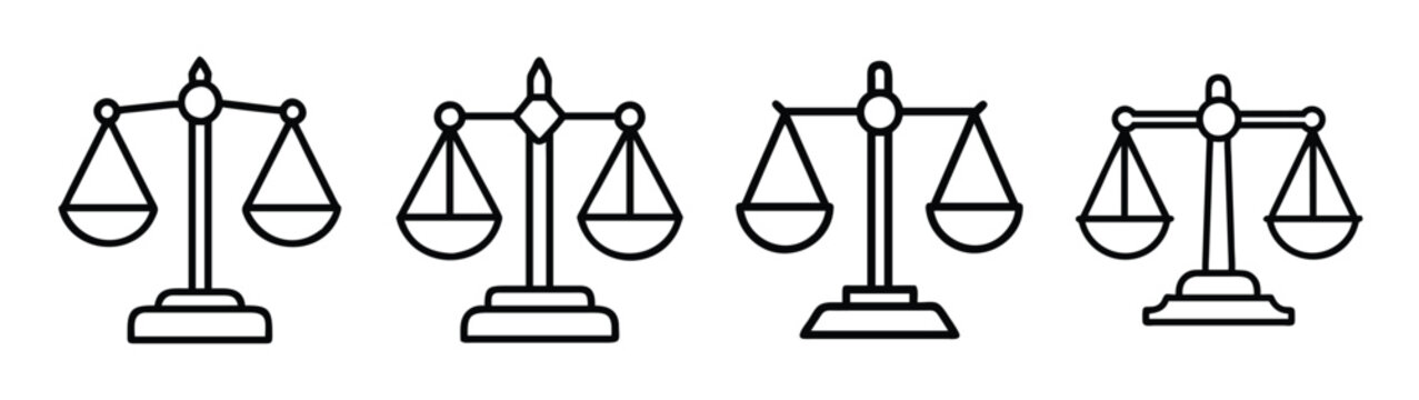 Scales of justice law legal balance court symbol equality fairness judgment scales icon vector art