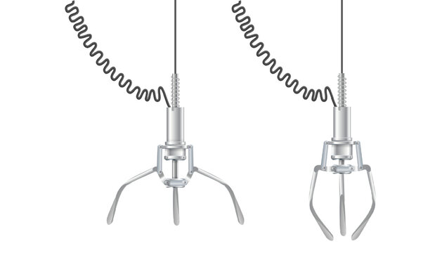 Gripper arm. Slot machine elevator machine for getting toys and prizes. Mechanical gripper tentacles. Vector