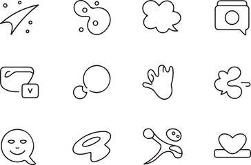 Viral trend of social media content line art icon set. Flat black color editable line vector illustration