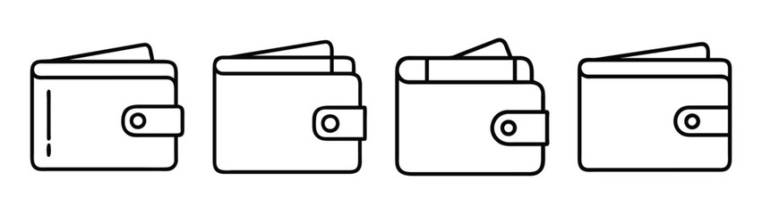 Outline wallet vector design, minimalist card holder icon, money purse illustration, finance asset