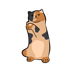 Cute doodle cat in a playful pose. Cartoon pet kitten perfect for stickers, stationery, prints and pet-themed designs