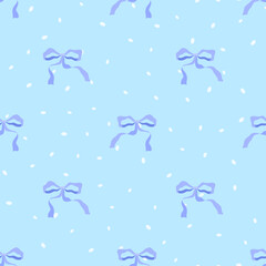 Whimsical doodle bow vector seamless pattern. Background for gift wrapping, stationery, textiles, branding and wedding print projects
