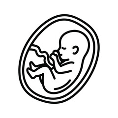Illustration of a fetus inside the womb isolated on