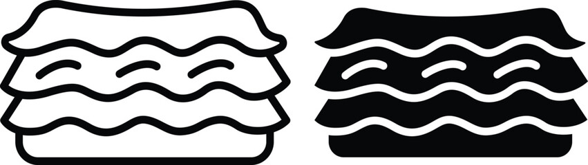 Delicious Hot Layered Lasagna Italian Pasta Baked Meal Vector Silhouette and Pictogram..eps