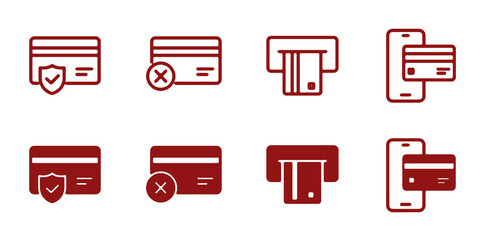 Credit card icon set. Payment and purchase symbol. Vector illustration.