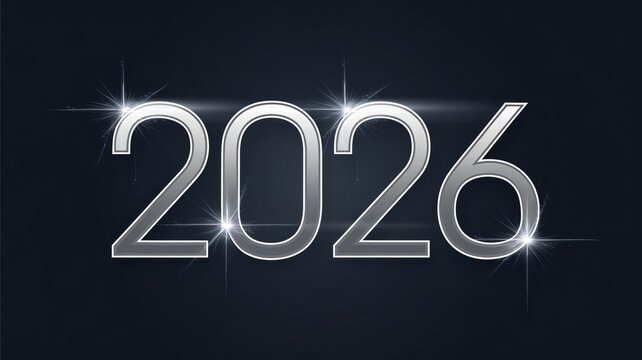 Metallic 2026 Numbers Modern Banner Design New Year Celebration