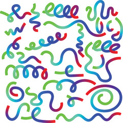 Colorful serpentine streamer set on white background vector illustration design