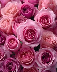 Obraz premium Vertical pink and white roses petals background