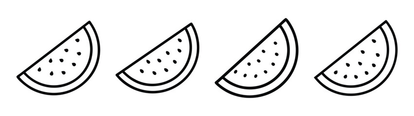 Watermelon slice drawing vector illustration, summer fruit outline clip art, food design element