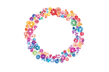 A Kaleidoscope of Colors Floral Wreath Against a Stark Backdrop Celebration of Nature's Artistry and Vibrant Floral Arrangements