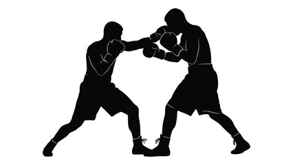 Boxing match silhouette isolated on white background, Vector