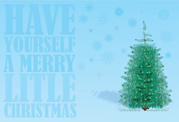 Detailed Christmas Tree with Snowflakes and a Christmas Message