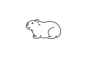 Cute Minimalist White Hamster Outline with Pink Nose and Feet Adorable Rodent Pet Animal Illustration on Clean Background