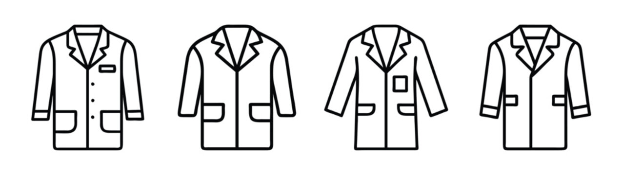 Collection of lab coats for medical professionals and scientists in vector format design art