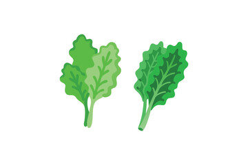 Naklejka premium Fresh Green Leaves Vector Illustration Two Vibrant Healthy Plant Elements on Clean White Background for Nature Designs
