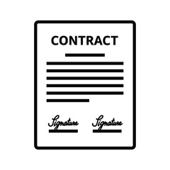 Contract document with signature lines icon, representing agreement, legal papers, business deals, and official forms