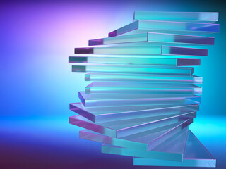 重なりあったクリスタルガラスの3Dイラストレーション